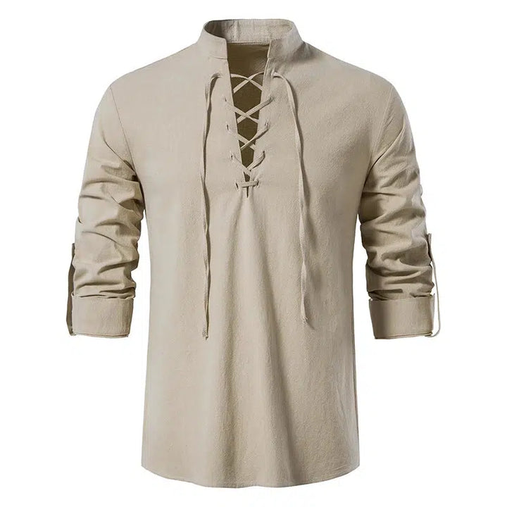 Men's Casual Blouse Cotton Linen Shirt Tops Long Sleeve Tee Shirt-Shirts-Bennys Beauty World