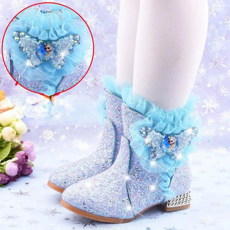 Princess Ankle Boots Plus Velvet Cotton Boots For Children-Shoes-Bennys Beauty World