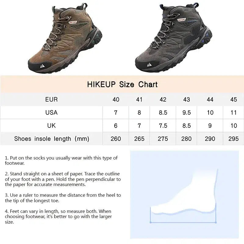 Mens Outdoor Hiking Boots Suede High Top Waterproof Men Shoes-Bennys Beauty World