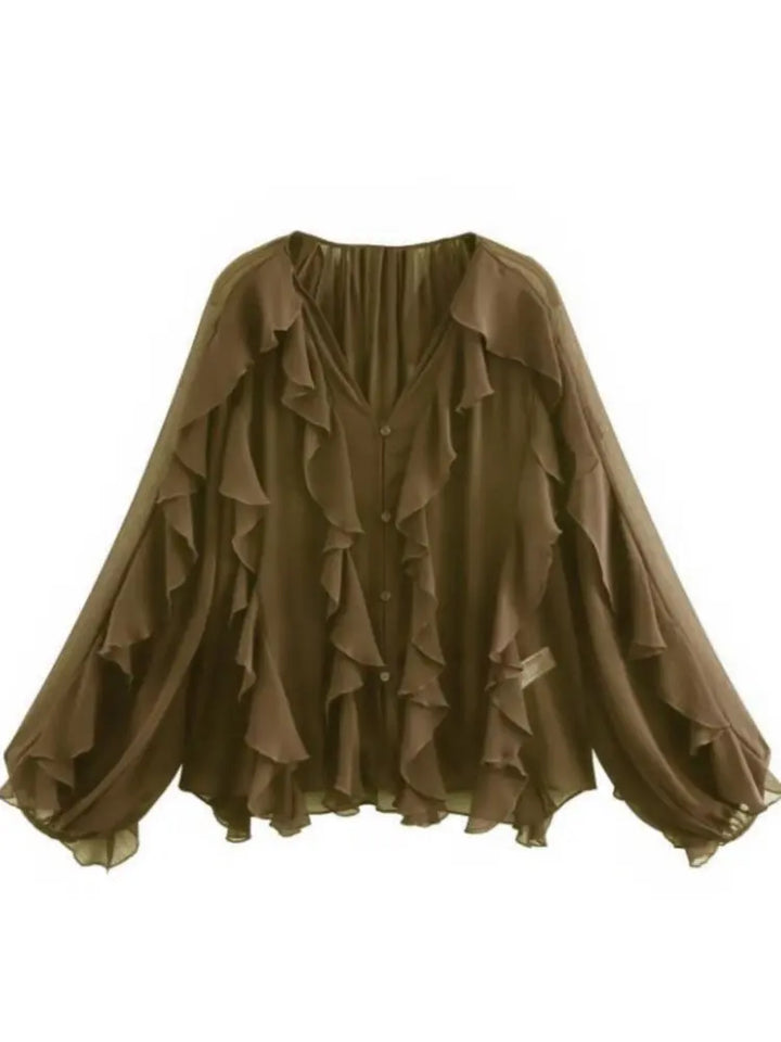 Summer Chic Women's Elegant Loose Long Sleeve Layered Shirts-Blouse-Bennys Beauty World