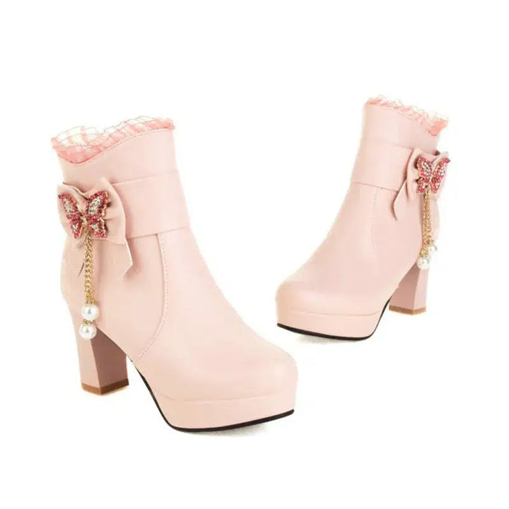 Girls Boots Women High Heel Ankle Boots-Shoes-Bennys Beauty World