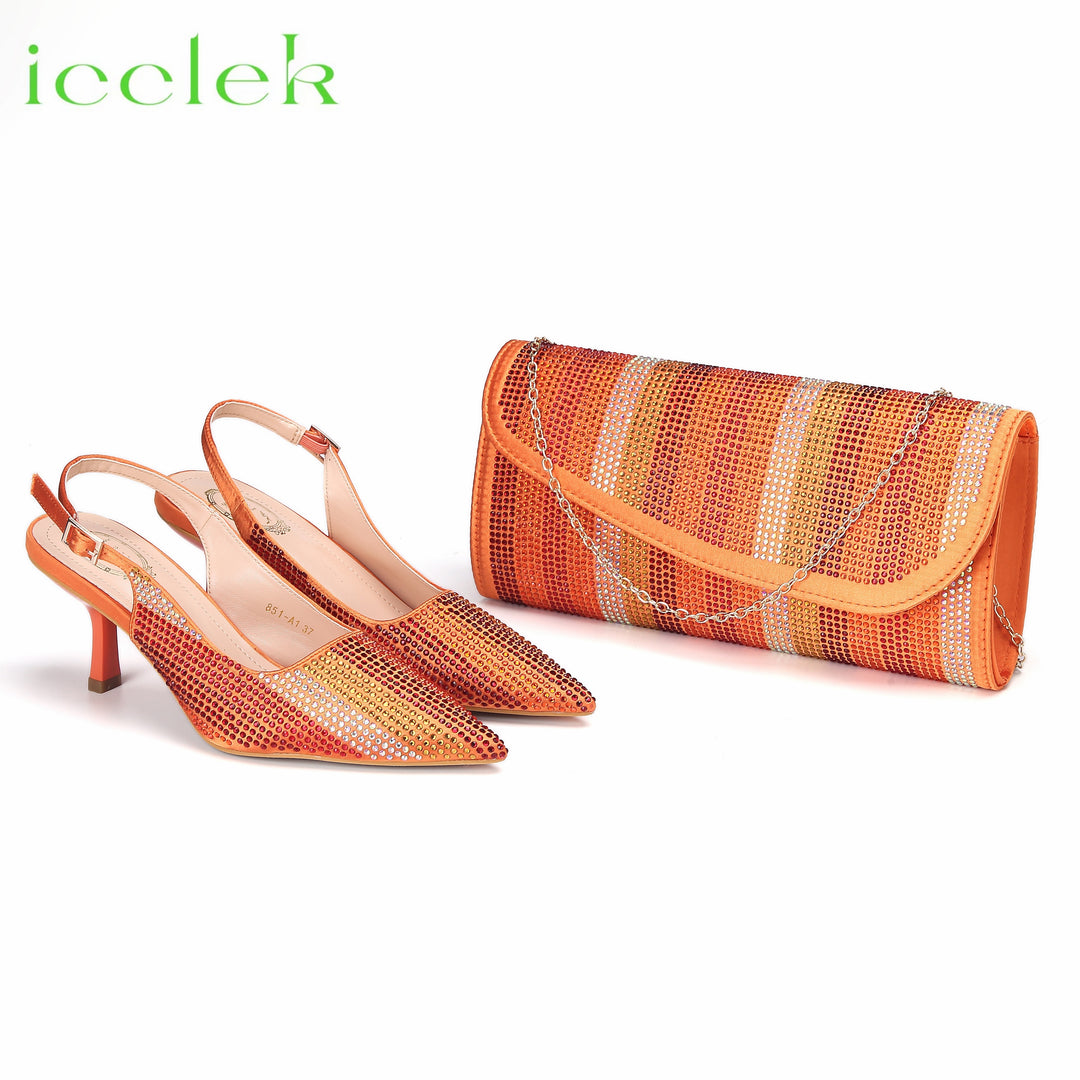 Women's Sandals Pointed Toe Full Color Design Shoes and Bags Set-Shoe-Bennys Beauty World