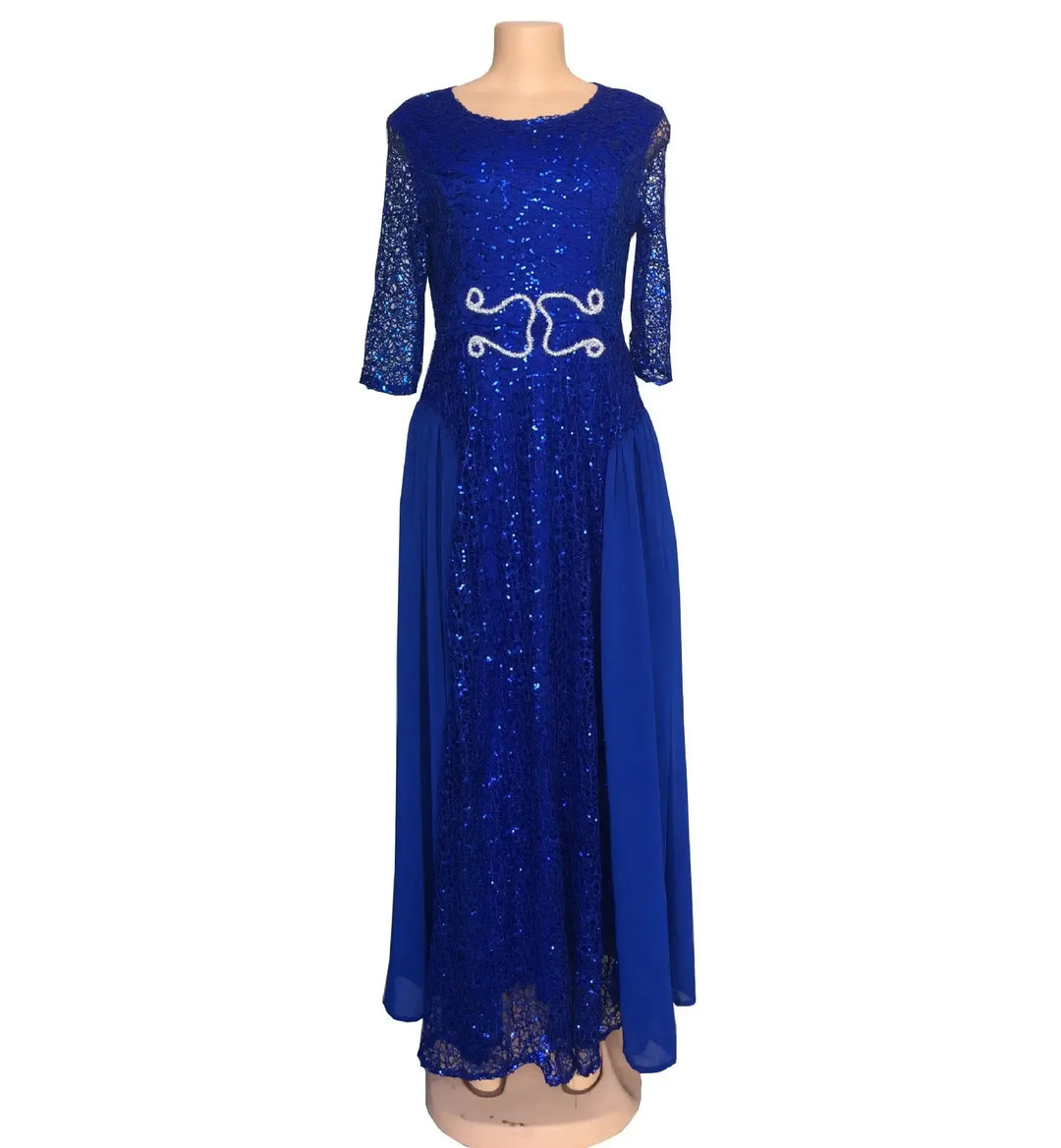 Wulend African Lace Party Dress for Women – Full-Length Sequin Kanga A-Line Gown-Dresses-Bennys Beauty World