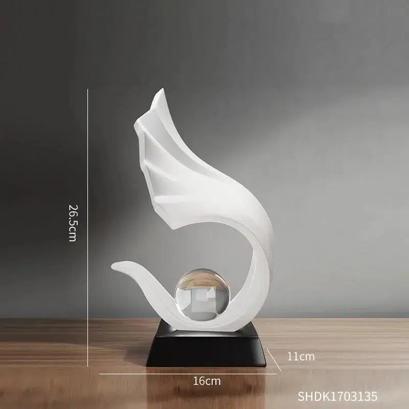 Nordic Style Home Decorations Irregular Wave Statue Crystal Ball Simple Living Room Cabinet Ornament Resin Sculptures Grafts-Arlik interiors