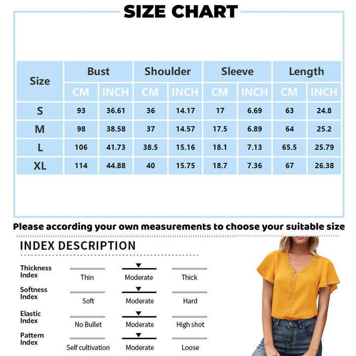 Elegant Women's Blouses Fashion Lace Stitching V Neck Top