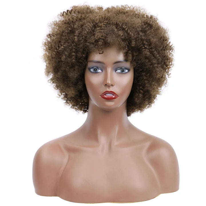 Afro Kinky Curly Wigs With Bangs Synthetic Wigs