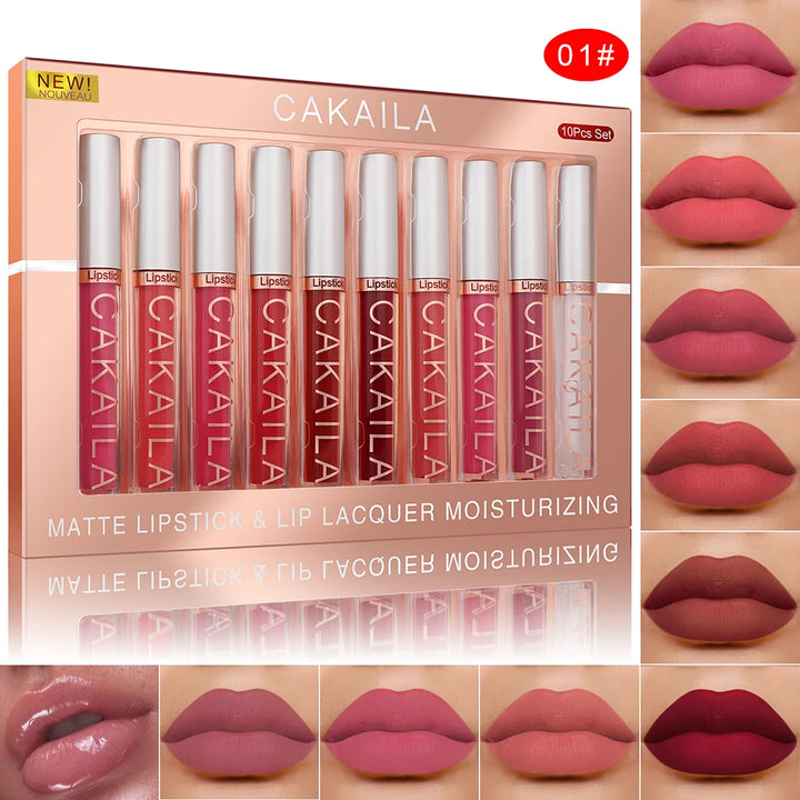 Matte Liquid Lipstick Set – 10 Piece Waterproof Velvet Lip Gloss