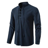 Men's Casual Blouse Cotton Linen Shirt Tops Long Sleeve Tee Shirt-Shirts-Bennys Beauty World