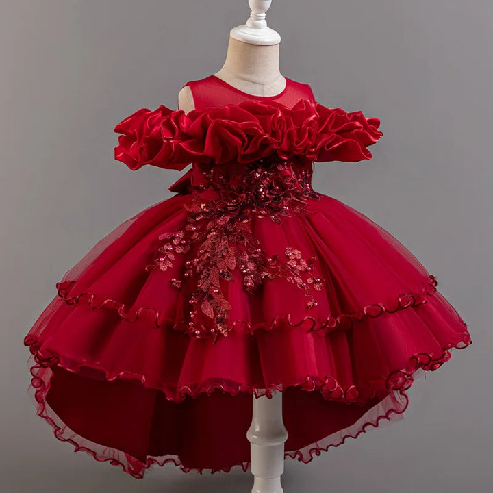 3-10 Years Girls Tailing Dress Summer Sequins Dresses