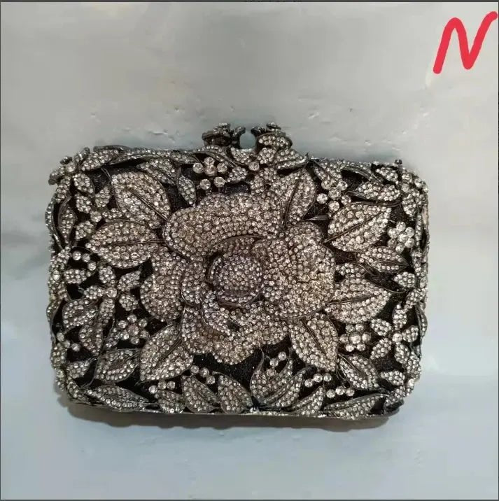 Crystal Rhinestone Evening Clutch Bag - Bennys Beauty World