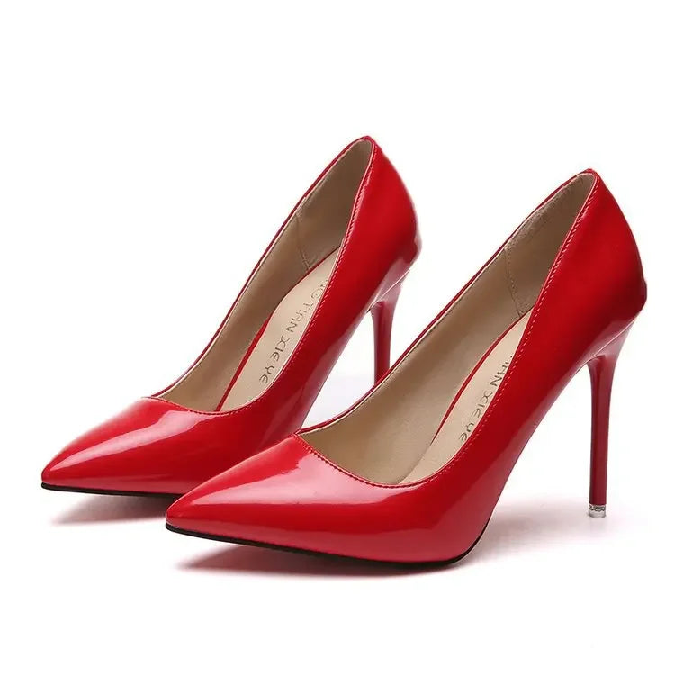 Women Shoes Pointed Toe Pumps Patent Leather Dress High Heels