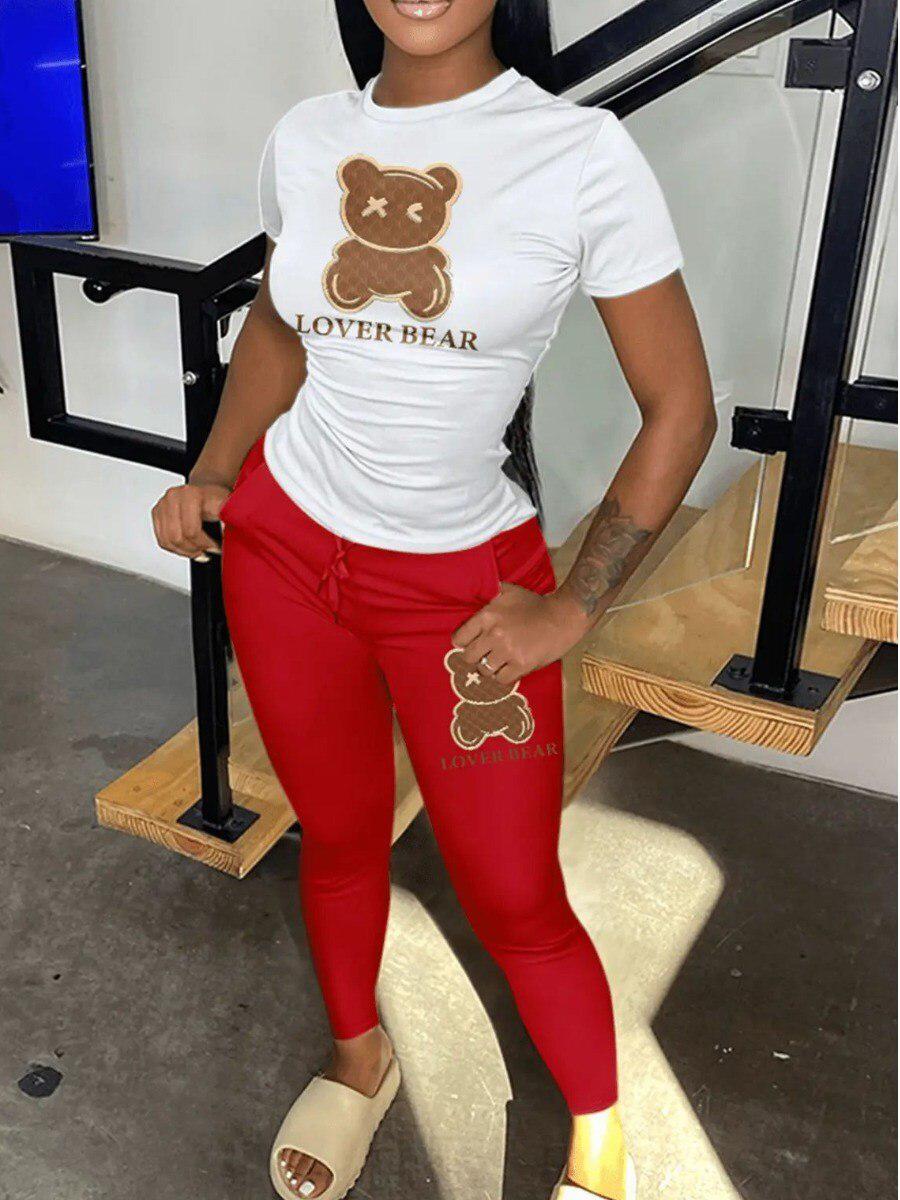 Plus Size Two Piece Lover Bear Tees-T-shirt-Bennys Beauty World