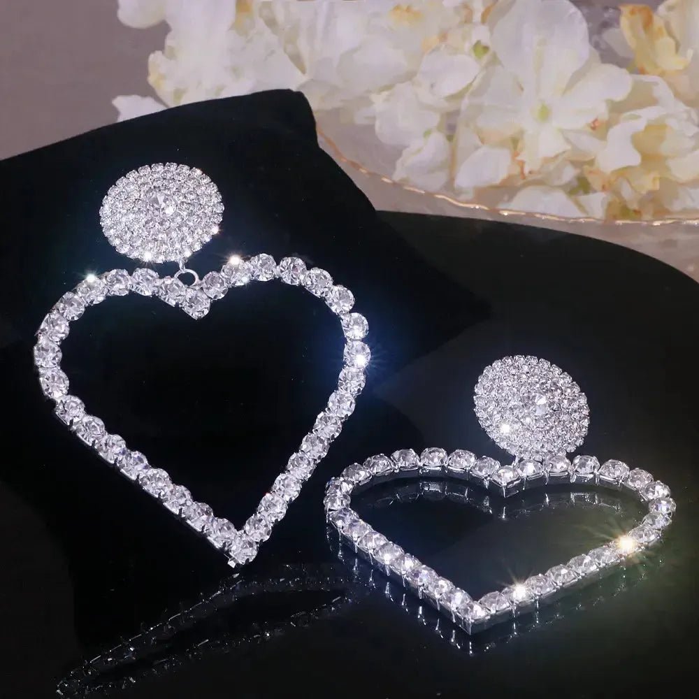 Oversized Hollow Heart Dangle Earrings - Bennys Beauty World
