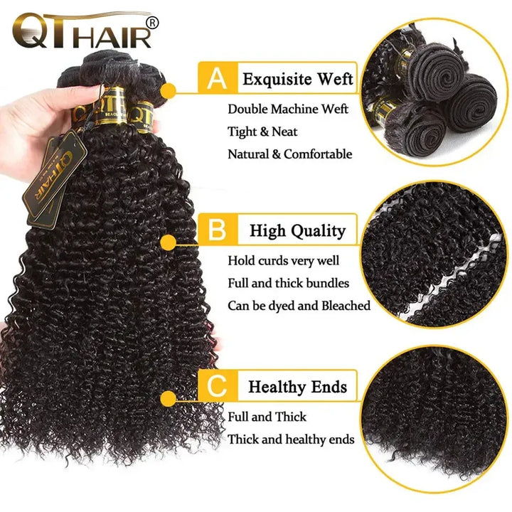 Mongolian Kinky Curly Human Hair Bundles-hair extensions-Bennys Beauty World