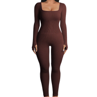 Solid Color Ribbed Yoga Jumpsuit-jumpsuit-Bennys Beauty World