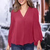 Women Fashion Long Sleeve Blouse ZANZEA Elegant Solid V Neck Shirt Casual Office Lady Tunic Tops Loose Work Blusas Chemise Mujer-Bennys Beauty World