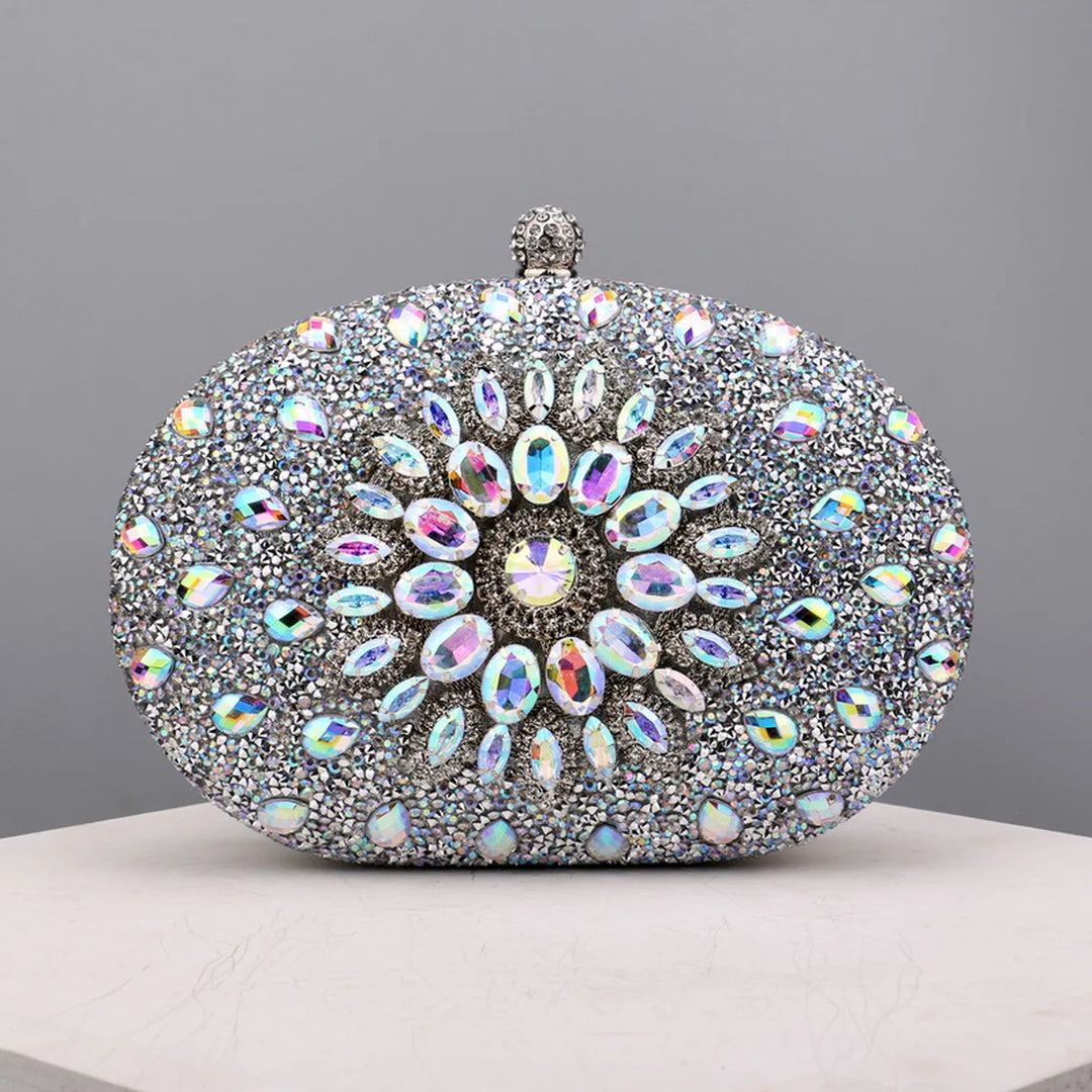 Flower Rhinestones Evening Bags Metal Prom Clutch