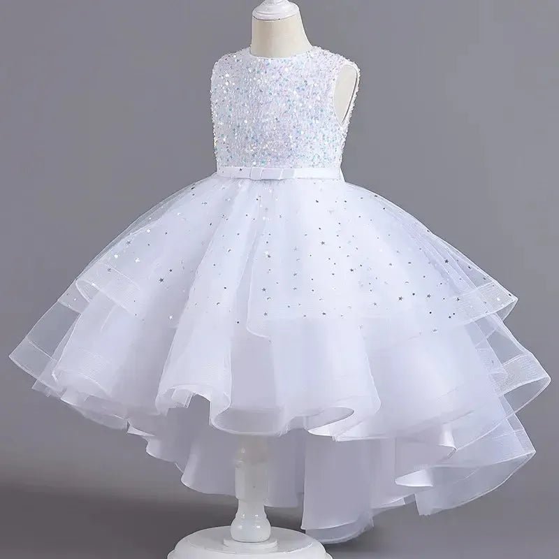 Girls Sequin Princess Dress – Sleeveless Formal Gown (Ages 3–14) - Bennys Beauty World