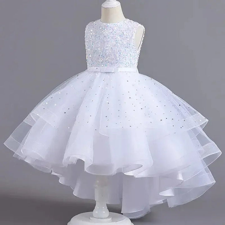 Girls Sequin Princess Dress – Sleeveless Formal Gown (Ages 3–14) - Bennys Beauty World