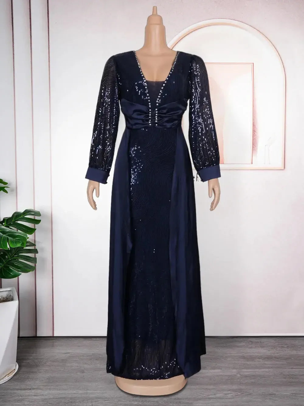 African Dresses for Women Fashion Plus Size Sequin Evening Party Dress-African Dresses-Bennys Beauty World
