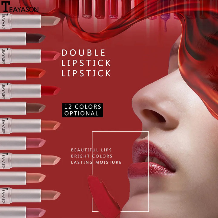 Long Lasting Velvet Matte Lipstick Double Head Lip Gloss Non-stick