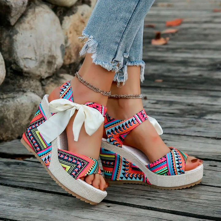 Ladies Summer Floral Wedge Sandals