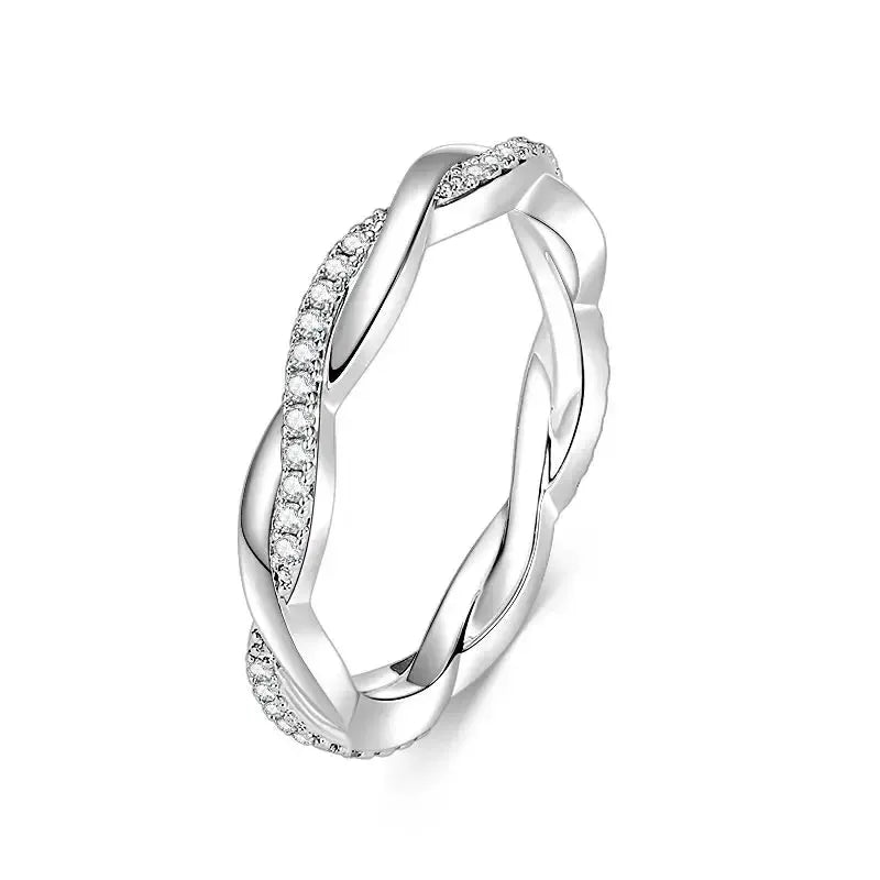 GRA Certified Moissanite Twisted Eternity Band Ring – 14K Gold Filled Engagement Ring for Women-Rings-Bennys Beauty World
