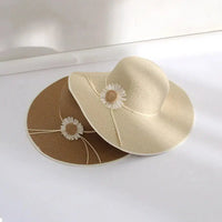 Spring and Summer Round Top Sun Flower Straw Hat for Outdoor-Hats-Bennys Beauty World