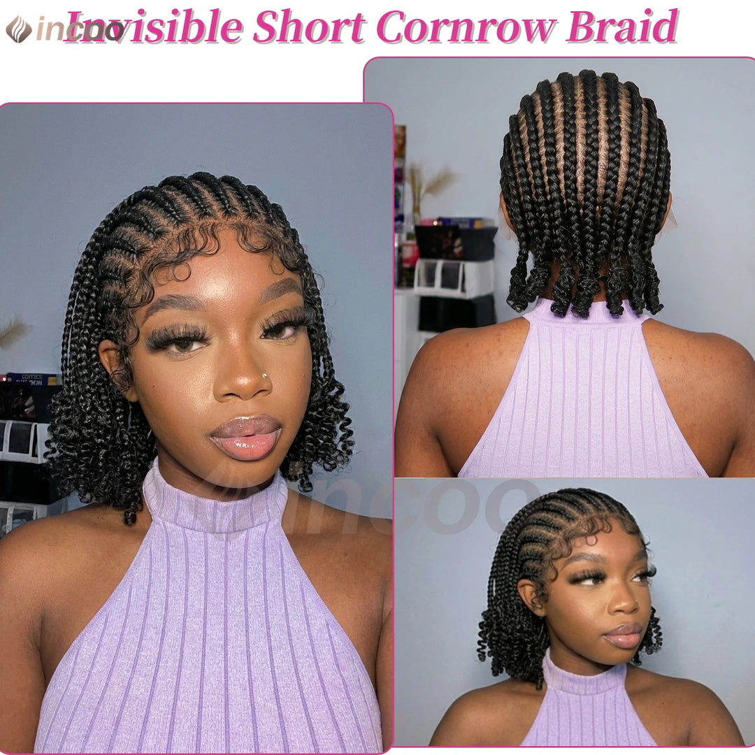 8" Cornrow Box Braid Wig – Synthetic Full Lace Front | African Twist Braid Hair Wig