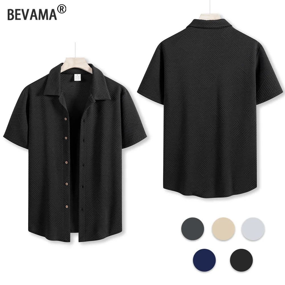 Men's Solid Colour Short Sleeve Casual Shirt | Breathable Summer Beach Top - Bennys Beauty World
