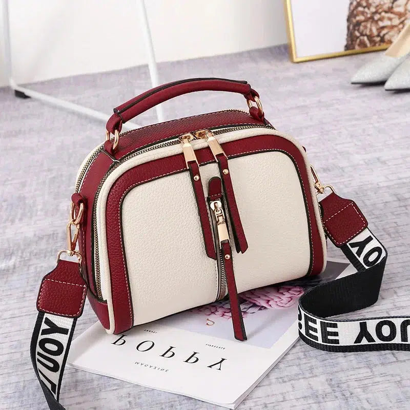 Fashion Hit Color Shoulder Bags for Women Female PU Leather Crossbody Messenger Bags Small Handbag Wide Strap Purse-Bennys Beauty World