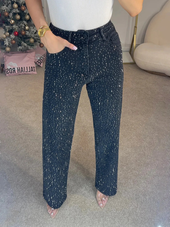 Jeans for Women Straight Diamonds Pants - Bennys Beauty World