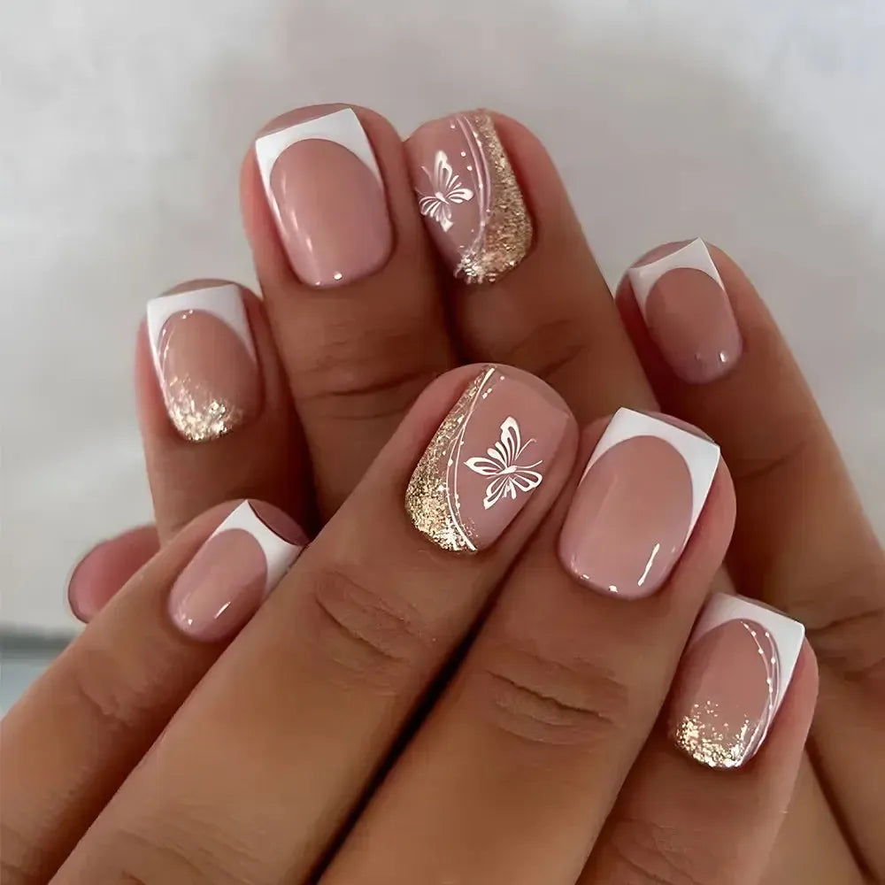 Short Square Press-On Nails – 24 Pcs Acrylic False Nail Tips | Bennys Beauty World-Nails-Bennys Beauty World