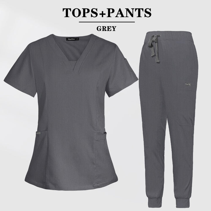 Multicolor Scrubs Short Sleeve Tops+Pants Nursing Uniform-Scrubs-Bennys Beauty World