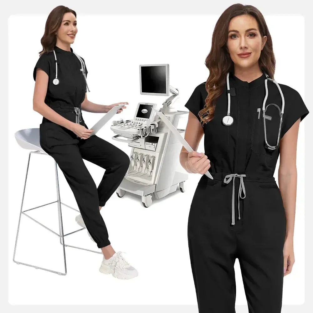Multicolor Medical Scrub Jumpsuit for Women-Scrubs-Bennys Beauty World