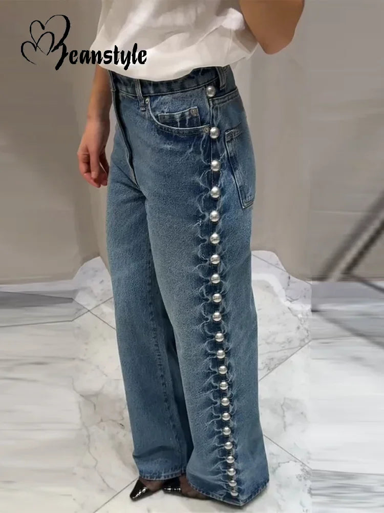 Beaded Women's Denim Jean Pants