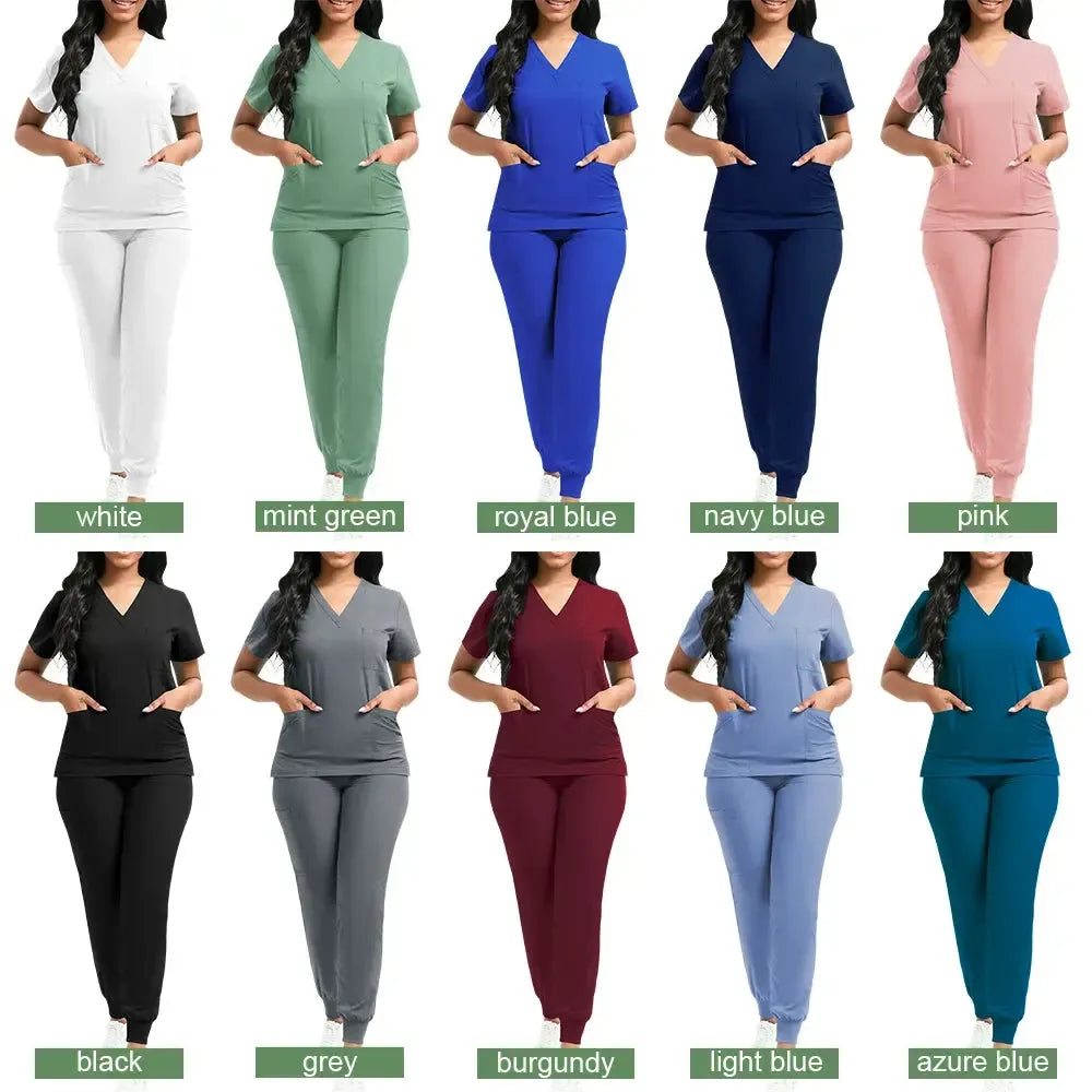 Nurse Uniform for Women Nursing Solid Surgical Gown-Scrubs-Bennys Beauty World
