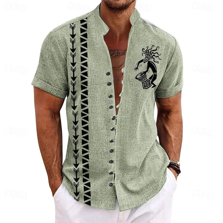 Men’s Linen Short Sleeve Shirt-Shirt-Bennys Beauty World