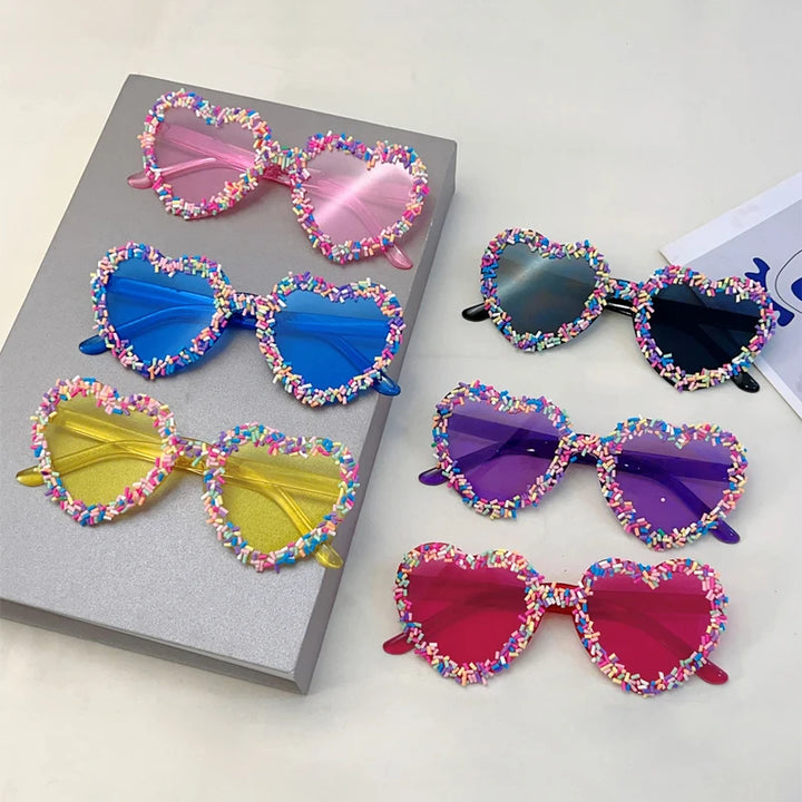 Heart-Shaped Sprinkle Sunglasses — UV400