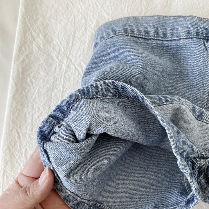 Girls Soft Denim Skirt Shorts | Elastic Waist | Korean Style
