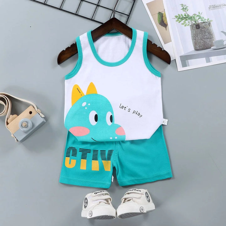 Kids Cotton Vest &amp; Shorts 2-Piece Set | Sleeveless Summer Outfit | Ages 9M–6T