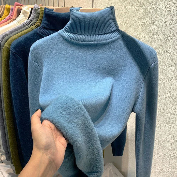 Women’s Turtleneck Velvet-Lined Winter Sweater