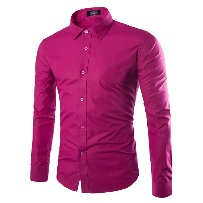 Men's Candy Color Long Sleeve Shirt Casual Fashion for Spring & Summer-Shirt-Bennys Beauty World