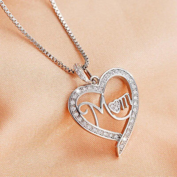 Huitan Love Necklace for Mom Silver Color Fancy Box Chain Mother&#39;s Day Birthday Gift Luxury Trendy Women Necklace Jewelry Bulk-Arlik interiors