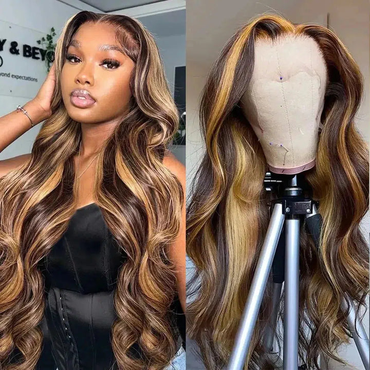 13x6 Hd Highlight Wig Human Hair Ombre Honey Blonde Wig-Wig-Bennys Beauty World