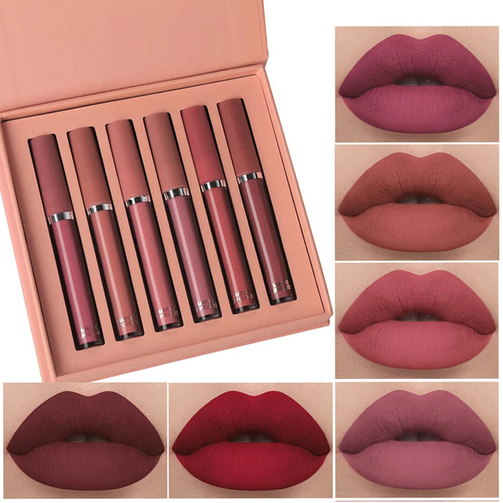 MAXFINE 6-Piece Matte Velvet Lip Gloss Set