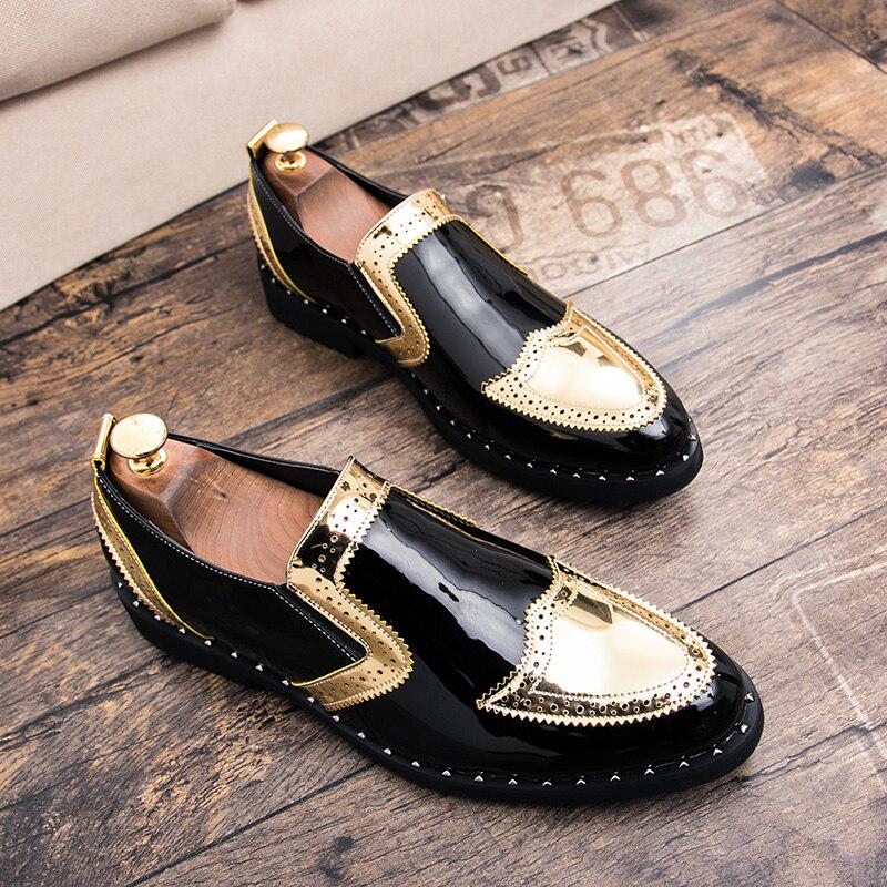 Gold Color Leather Shoes For Men-Shoe-Bennys Beauty World