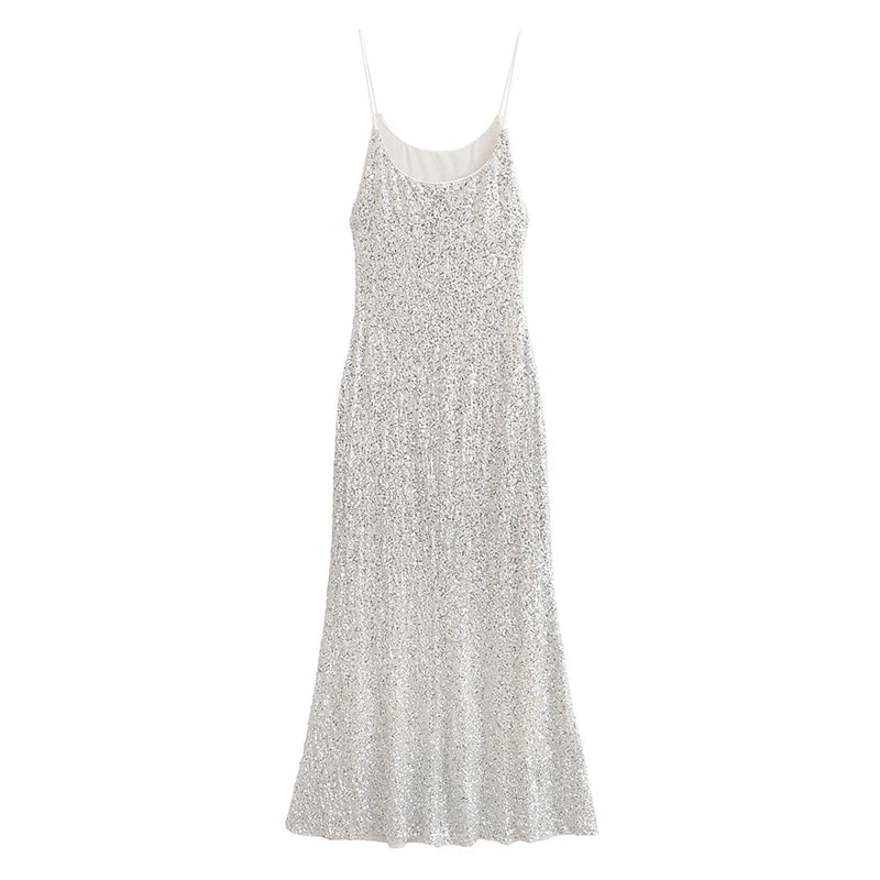 Women's Sequin Maxi Dress With Spaghetti Strap