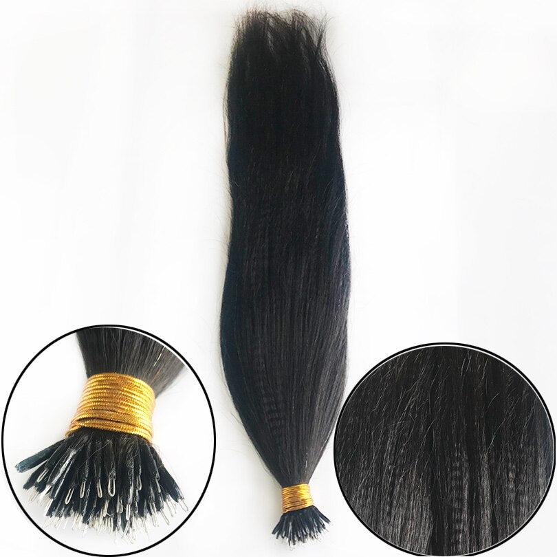 Natural Human Hair Extensions Yaki Straight Peruvian Remy Hair 100 Strands-hair-Bennys Beauty World