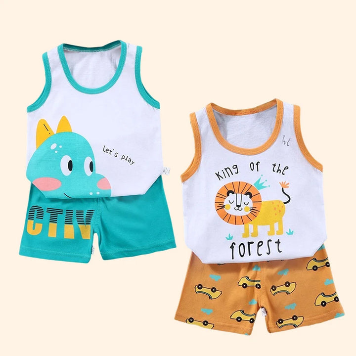 Kids Cotton Vest &amp; Shorts 2-Piece Set | Sleeveless Summer Outfit | Ages 9M–6T